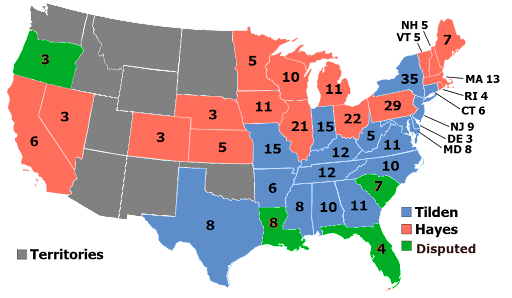 Hayes Tilden Map Election 1876